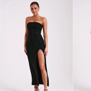 Meshki - Jenny Strapless Diamanté Midi Dress - XS - NEW WITH TAGS